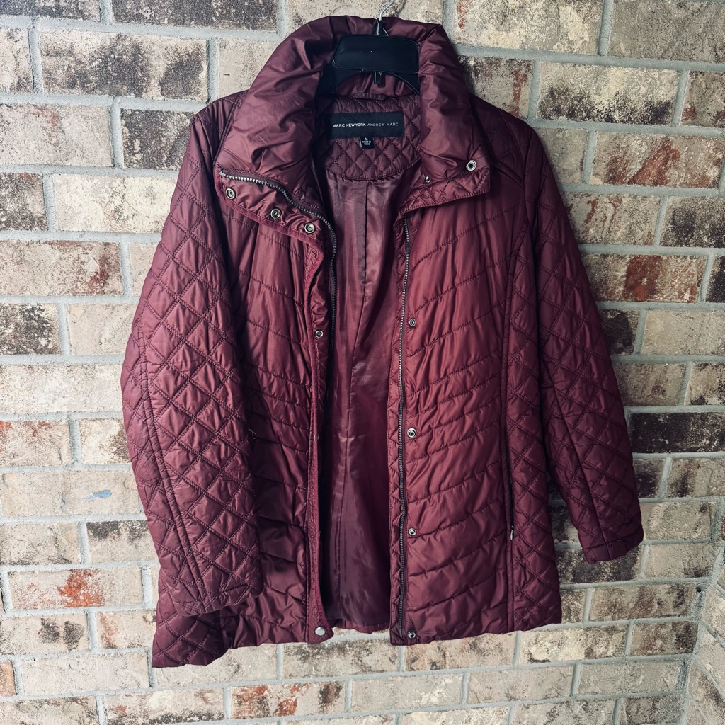 Andrew Marc Burgundy Quilted Puffer Jacket